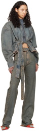 Jade Cropper Gray Oversized Belted Denim Jacket