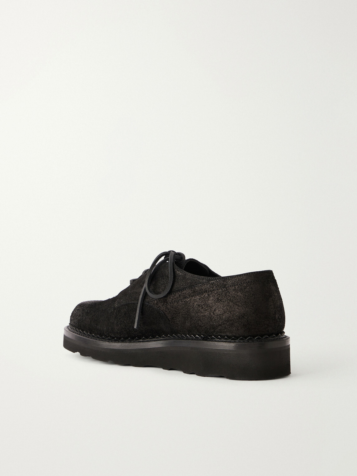 Yuketen - Military Plain Waxed-Suede Derby Shoes - Black