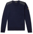 Belstaff - Kerrigan Slim-Fit Quilted Shell-Trimmed Virgin Wool Sweater - Blue