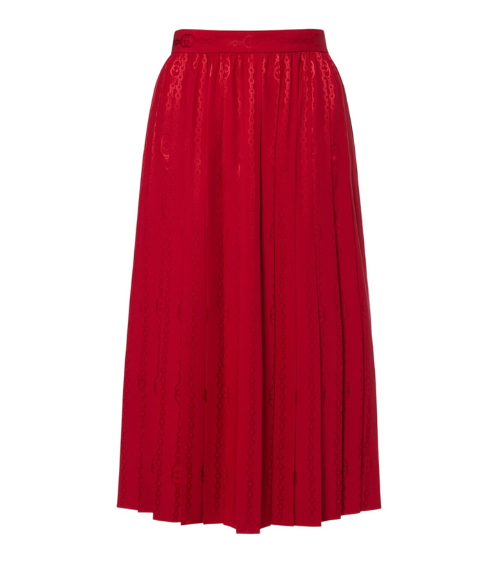 Photo: Gucci Interlocking G silk jacquard midi skirt