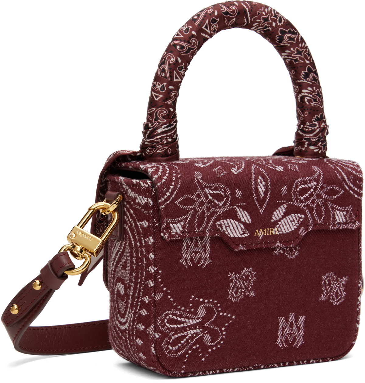 AMIRI Burgundy Denim Bandana Micro MA Bag Amiri