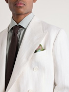Ralph Lauren Purple label - Double-Breasted Herringbone Linen Suit Jacket - White