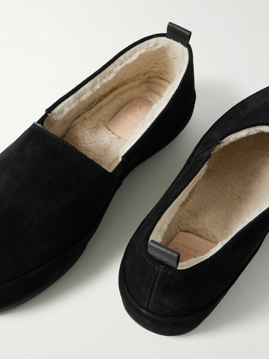 Mulo - Shearling-Lined Suede Loafers - Black