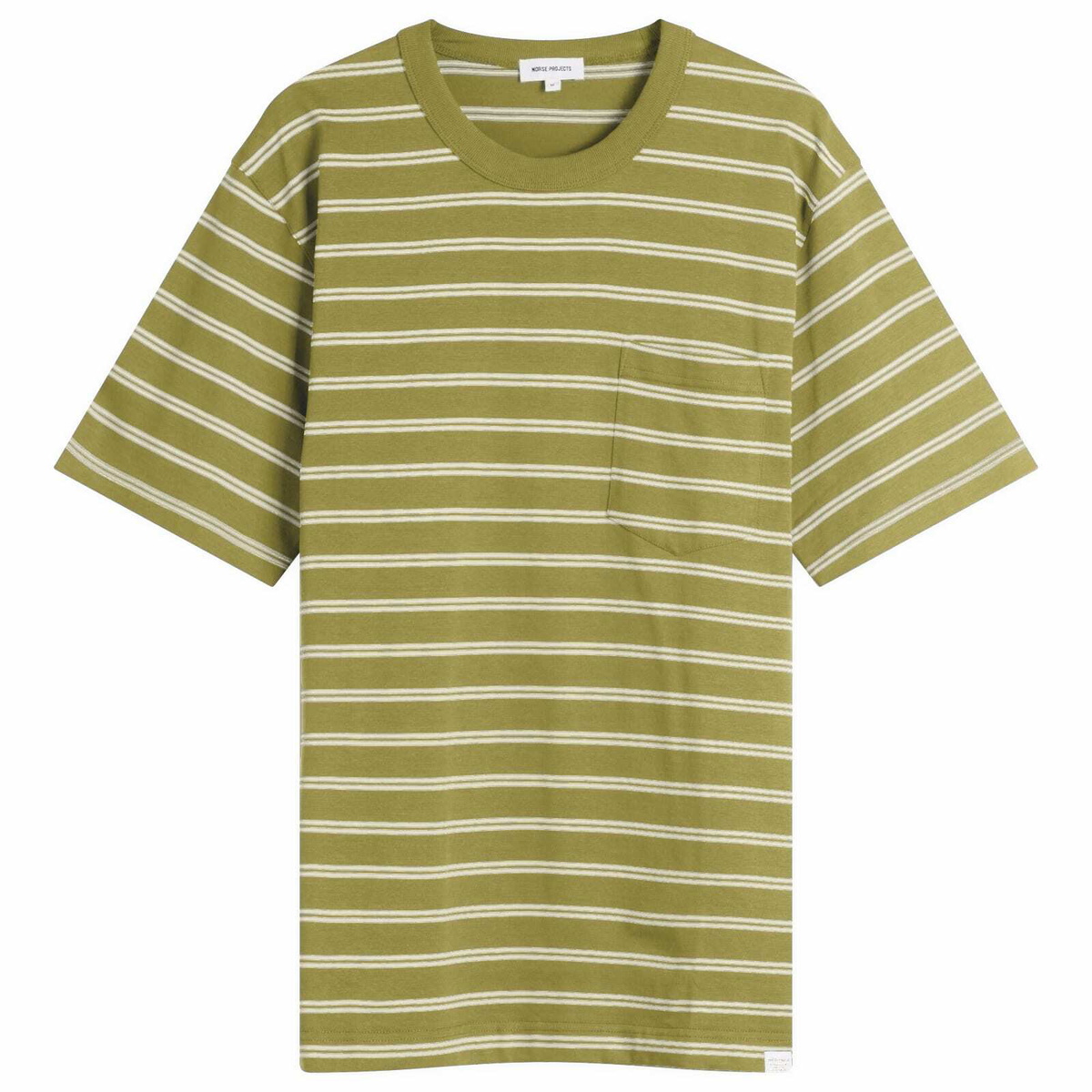 Norse Projects Men's Holger Sailor Stripe Pocket T-Shirt in Moss Green