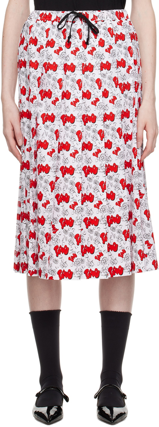 tao White Pleated Midi Skirt