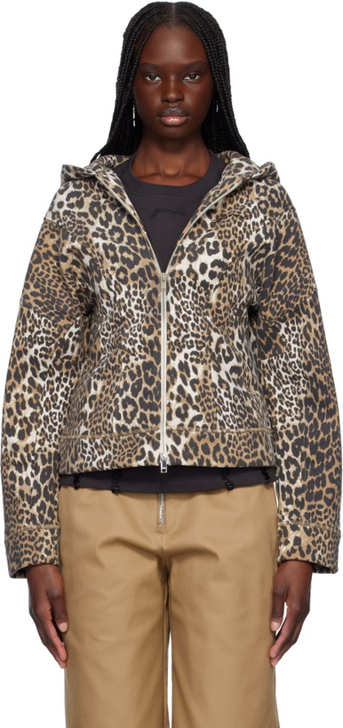Photo: GANNI Brown & Black Heavy Fleece Zip Hoodie