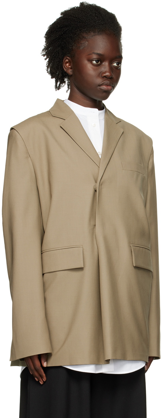 Bianca Saunders Khaki Pull Over Suit Blazer