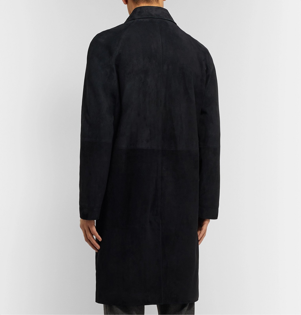 The Row Parker Slim Fit Suede Coat Black The Row