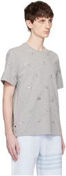 Thom Browne Gray Embroidered T-Shirt