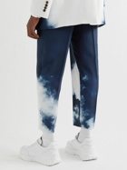 Alexander McQueen - Blue Sky TStraight-Leg Pleated Printed Cady Trousers - Blue