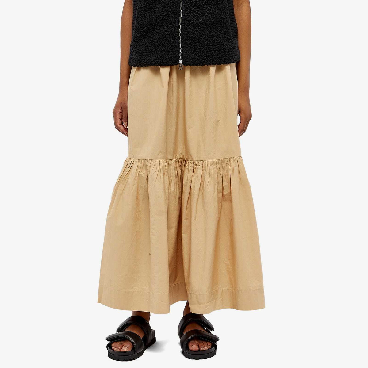 【関税&送料込】Ganni Beige Flounced Mini Skirt Ganni Cashmere Mix Mini Skirt | Neiman Marcus