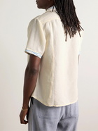 Corridor - Camp-Collar Embroidered Linen and Cotton-Blend Shirt - Neutrals