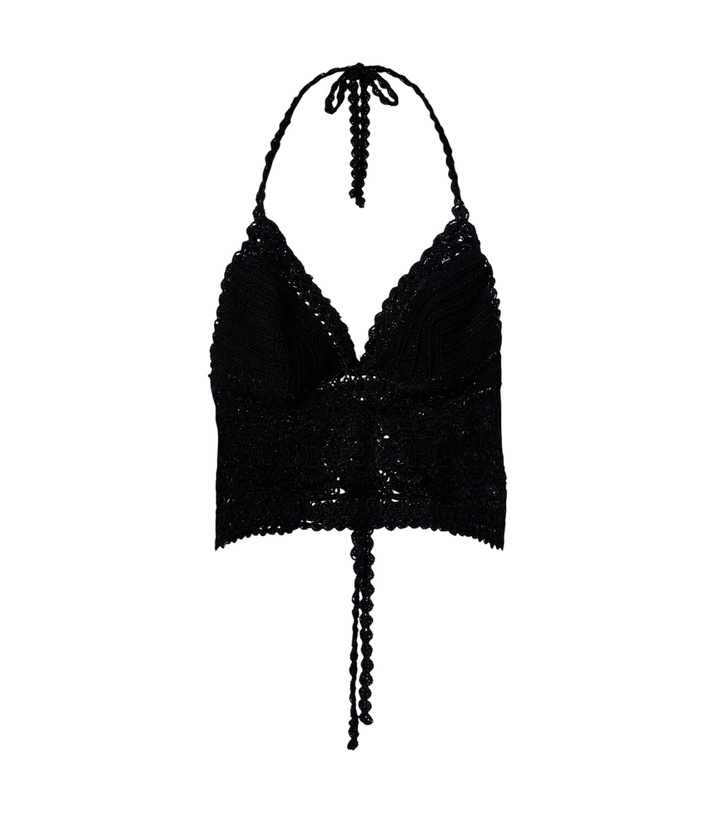 Photo: Anna Kosturova Filigree crochet halterneck cotton top