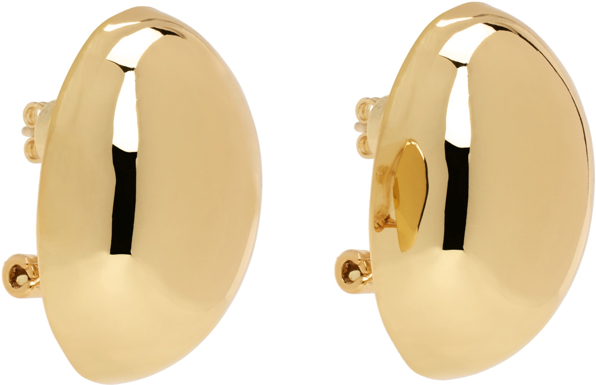 ANINE BING Gold Large Oval Dome Earrings