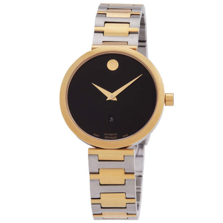 Photo: Movado Museum Classic Automatic Black Dial Two-Tone Ladies Watch 0607679