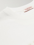 Valentino - Logo-Appliquéd Cotton-Jersey T-Shirt - White