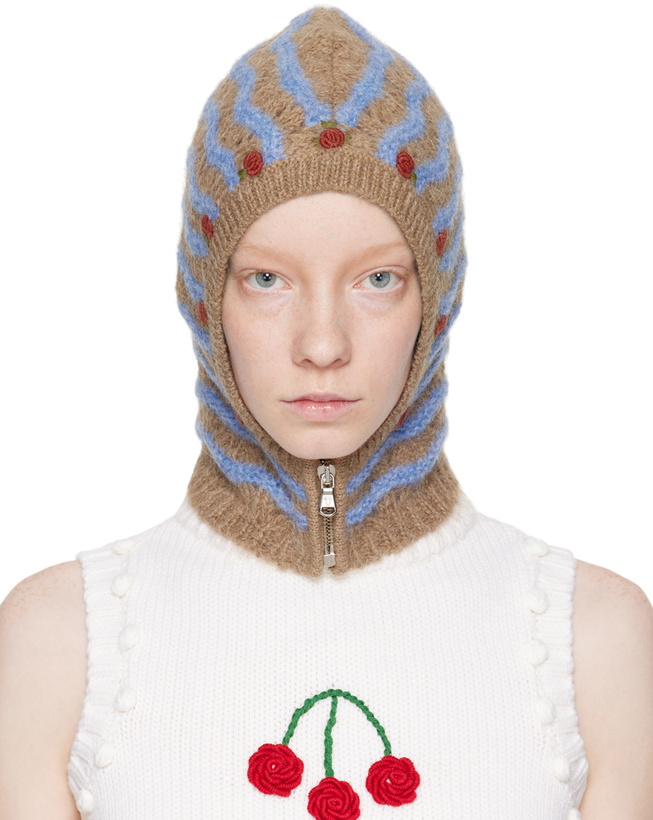 Shrimps Brixton Balaclava in Cream and Cherries Shrimps Brixton Balaclava (Cream/Cherries) - BR-HA-CREAM-25  main image 4