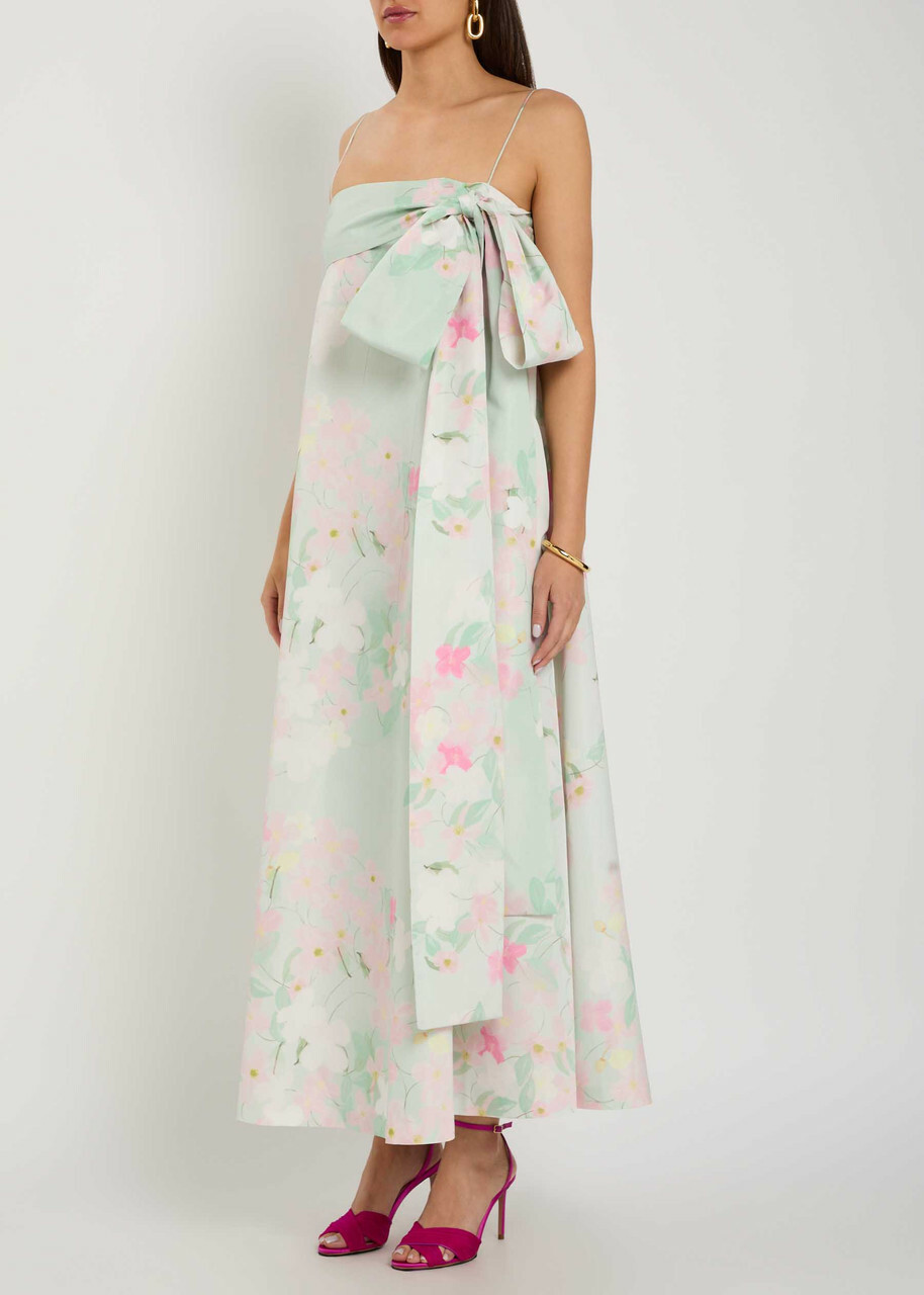 Bernadette Bailey bow Floral-print Shell Midi Dress Mint
