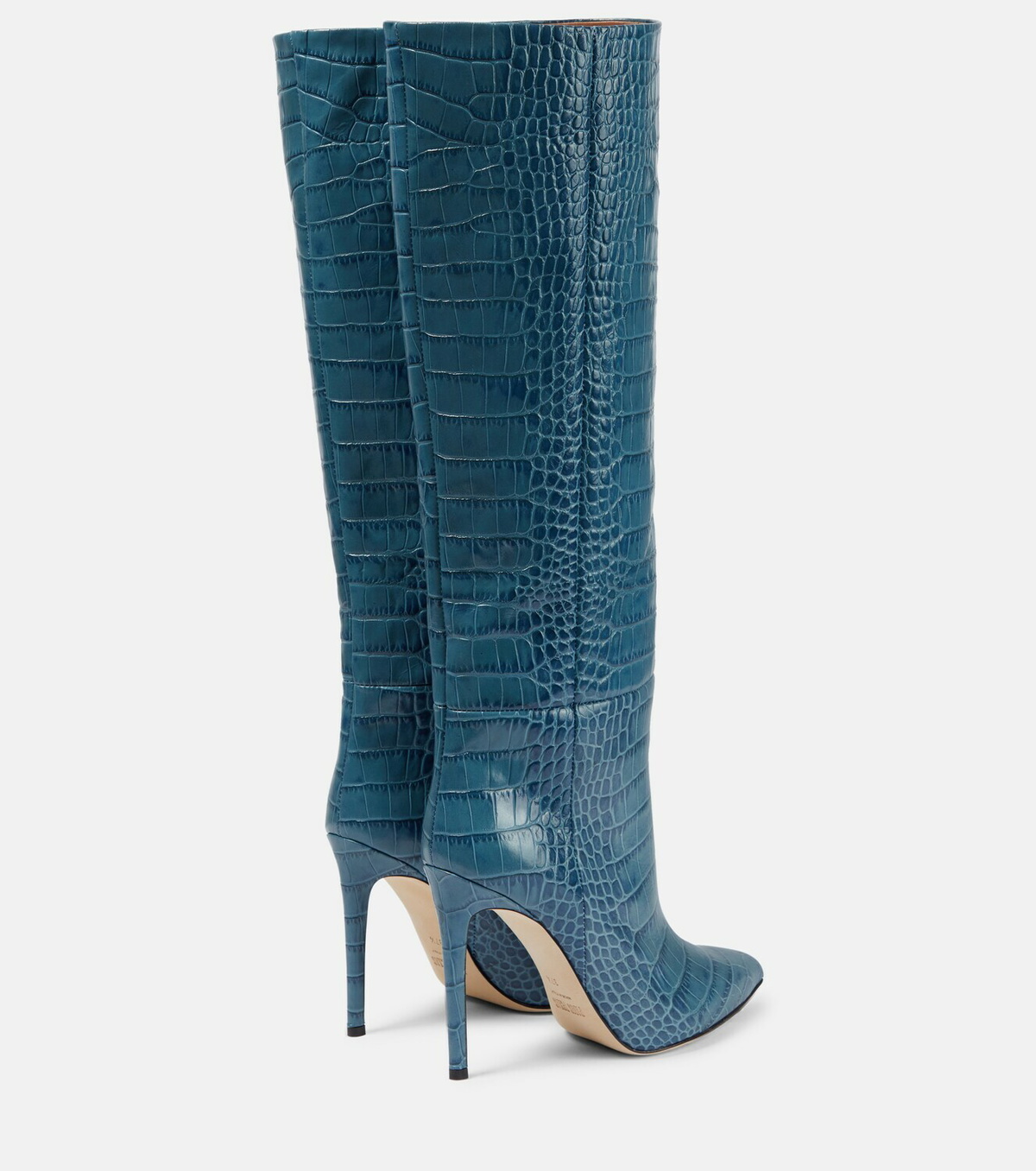 靴 PARIS TEXAS light blue python long boots Croc-effect leather knee-high boots in blue - Paris Texas