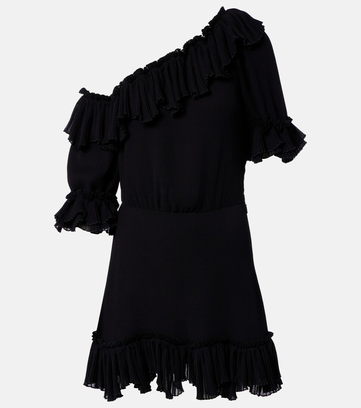 Saint Laurent Ruffled silk crepon minidress