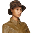 GANNI Black and Brown Leopard Bucket Hat