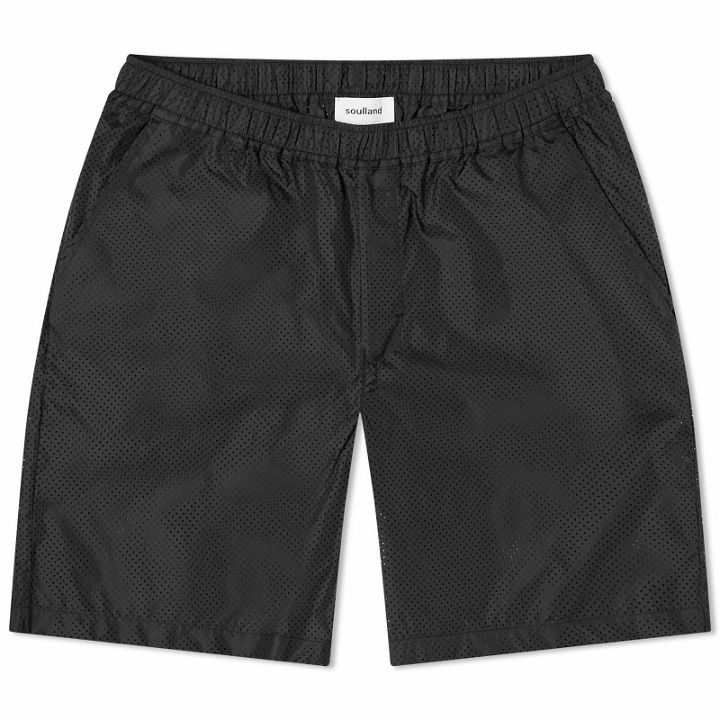 Photo: Soulland Men's Sander Perforated Shorts in Black