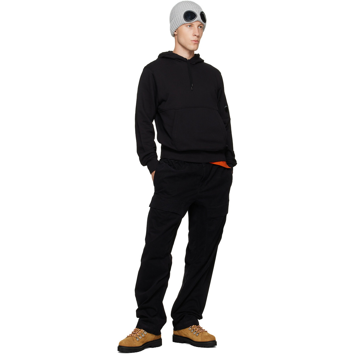 C.P. Company Black Stretch Sateen No Side Seams Lens Cargo Pants