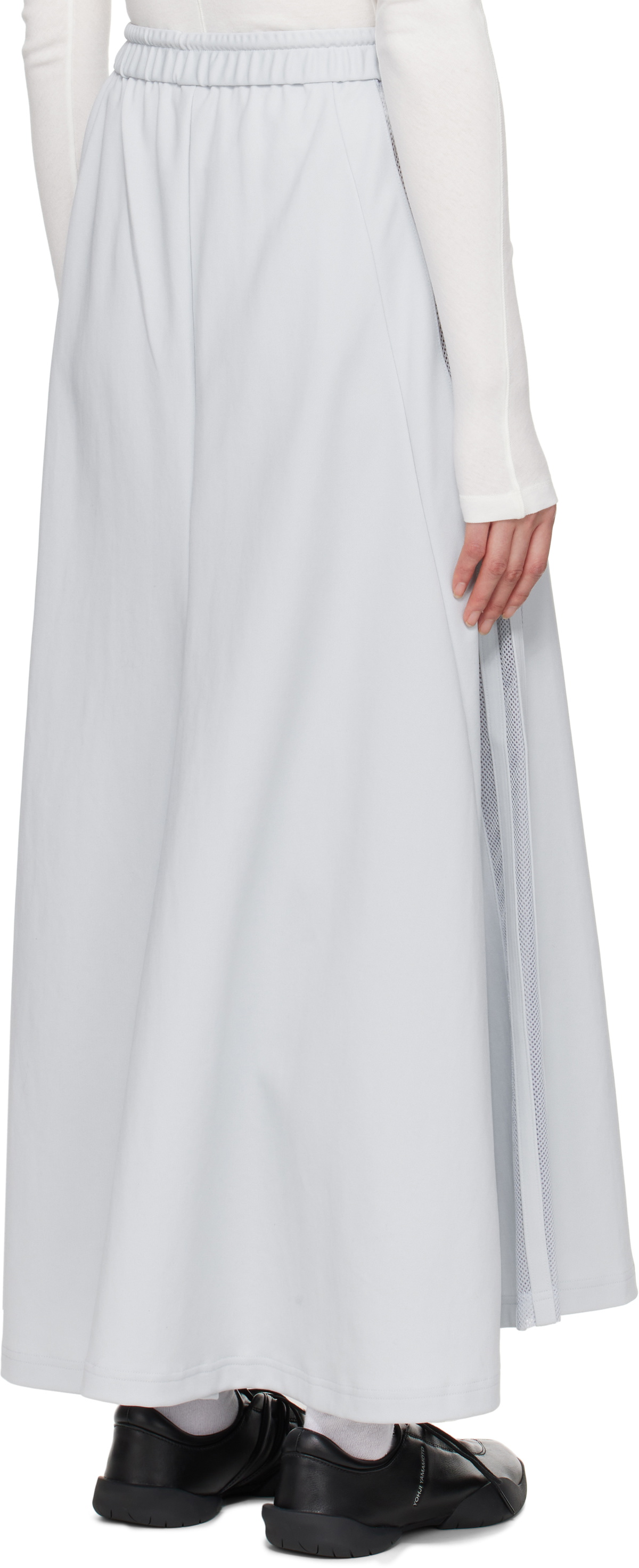 Y-3 Gray 3-Stripes Track Maxi Skirt