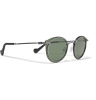 Moncler - Round-Frame Gunmetal-Tone Sunglasses - Men - Gunmetal