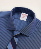 Brooks Brothers Men's Madison Relaxed-Fit Dress Shirt, Dobby English Collar Stripe | Navy