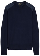 Belstaff Kerrigan Panelled Shoulders Wool-blend Jumper Navy