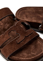 Tory Burch Ines Sport Brushed Suede Sliders Dark Brown