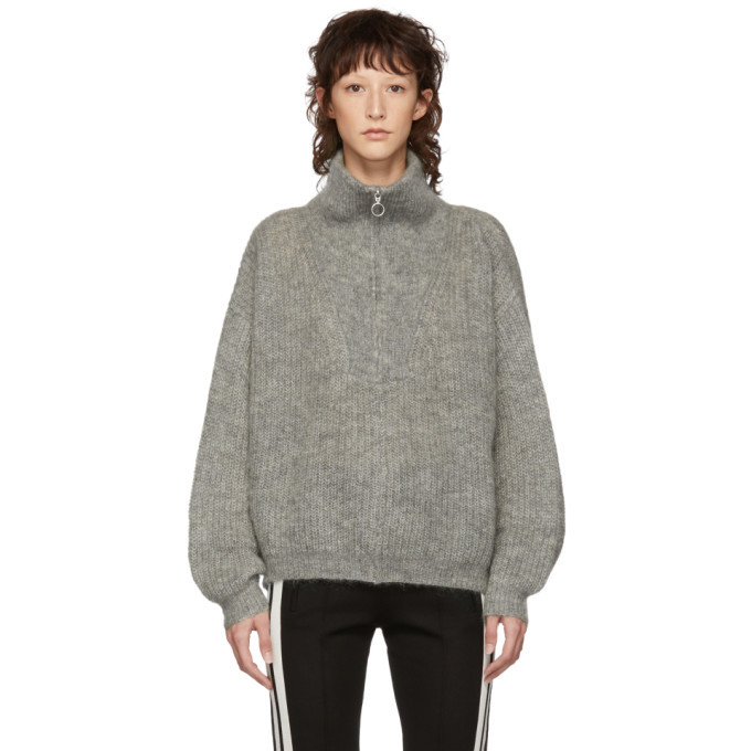 Photo: Isabel Marant Etoile Grey Mohair Cyclan Zip-Up Sweater