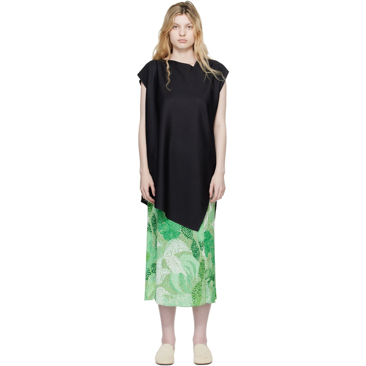 PLEATS PLEASE ISSEY MIYAKE Black A-POC Sea Glass Top