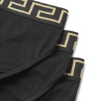 Versace - Three-Pack Logo-Detailed Stretch-Cotton Briefs - Black
