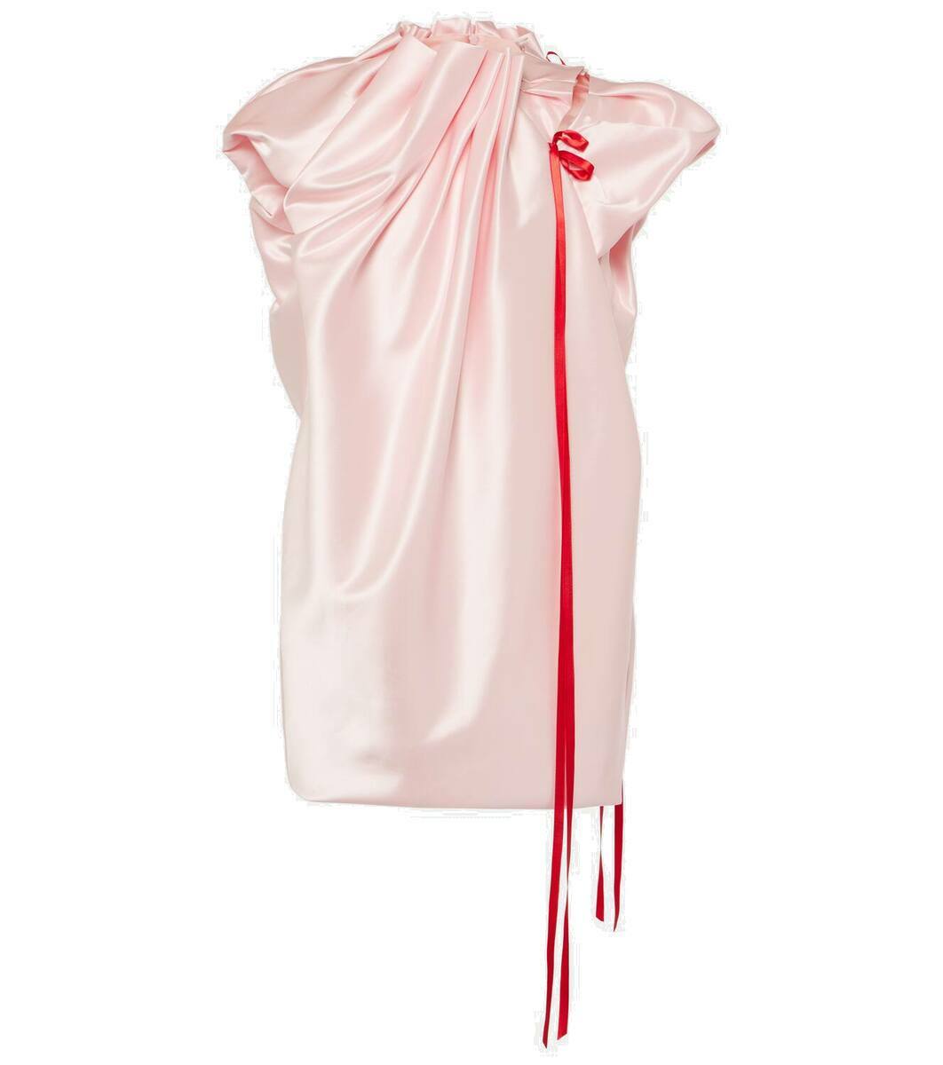 Simone Rocha Bow-detail pleated satin minidress