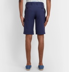 Isaia - Striped Cotton-Seersucker Shorts - Blue