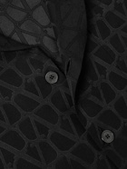Valentino Garavani - Toile Iconograph Camp-Collar Logo-Jacquard Silk-Satin Shirt - Black