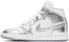 Nike Jordan White & Silver Air Jordan 1 Mid SE Sneakers