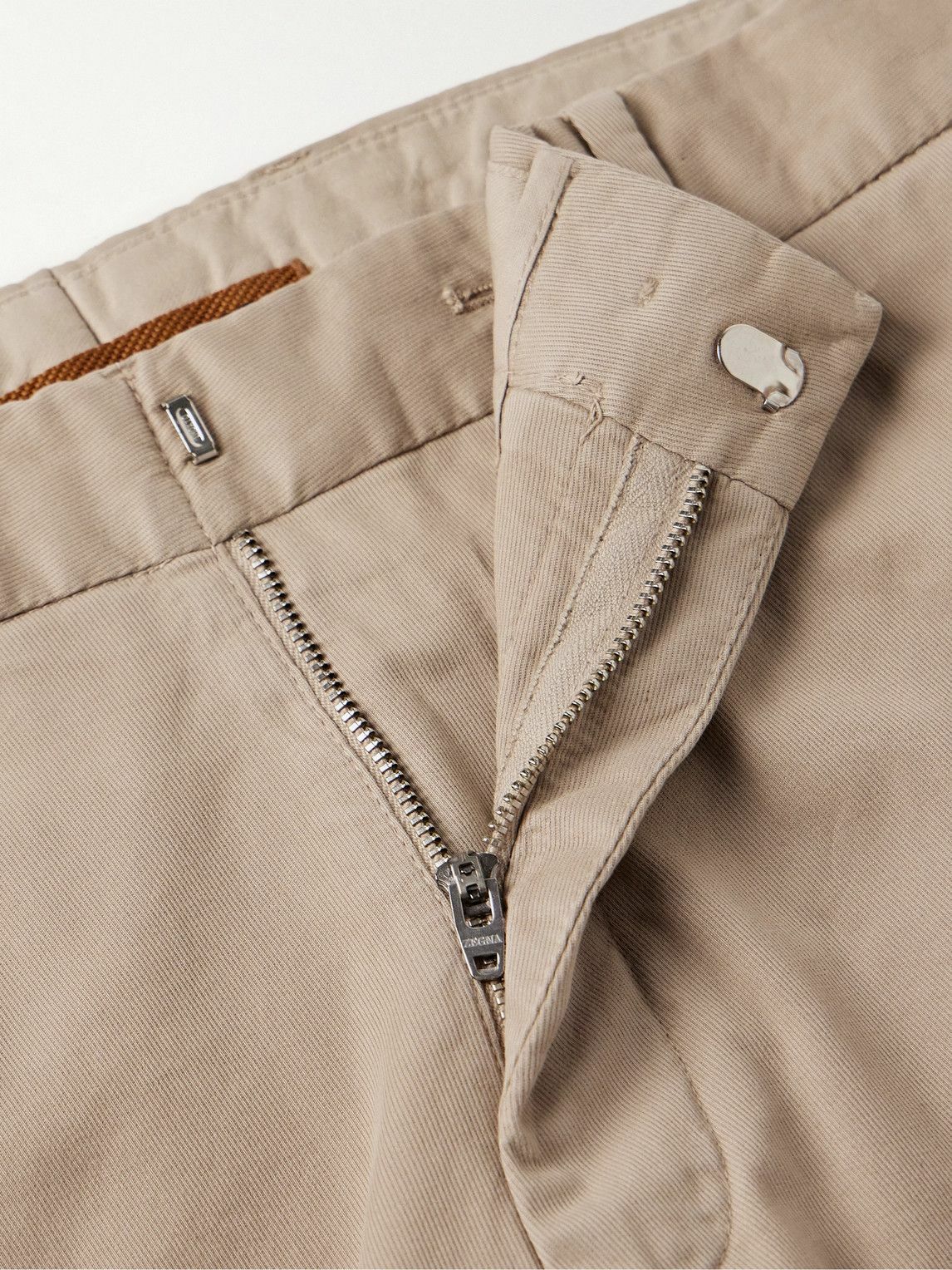 Zegna - Slim-Fit Straight-Leg Stretch-Cotton Twill Trousers - Neutrals