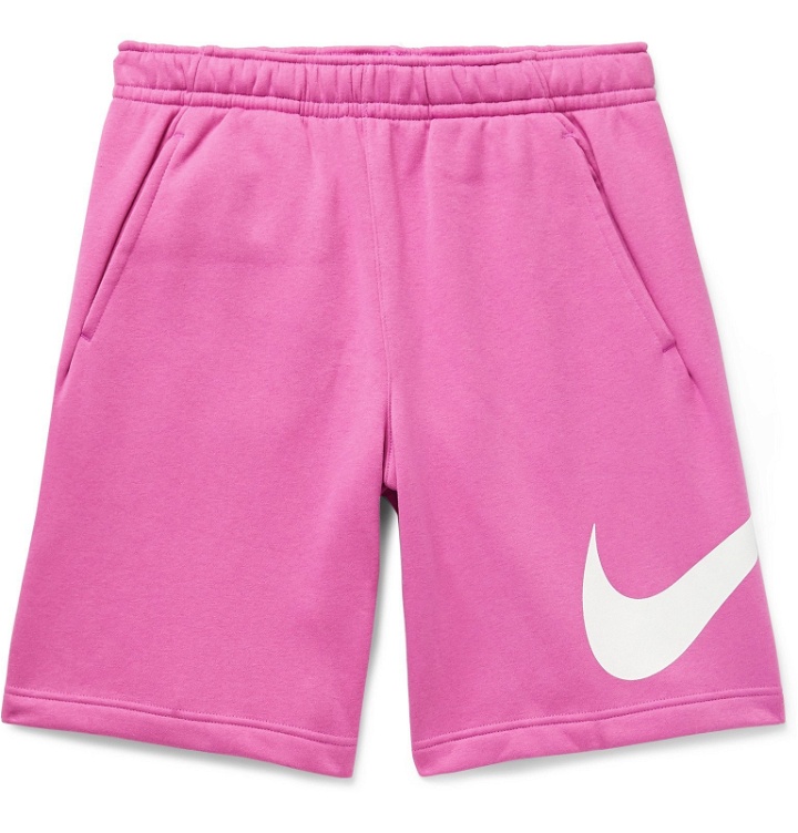 Photo: Nike - Sportswear Club Fleece-Back Cotton-Blend Jersey Drawstring Shorts - Pink