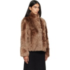 Yves Salomon Brown Lambskin Shearling Short Jacket