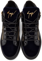 Giuseppe Zanotti Black & Navy Velvet Kriss Sneakers