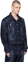 Charles Jeffrey LOVERBOY Navy Art Denim Jacket