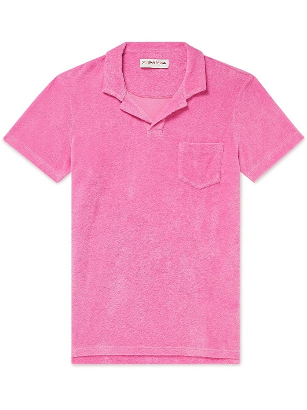 Photo: Orlebar Brown - Slim-Fit Cotton-Terry Polo Shirt - Pink