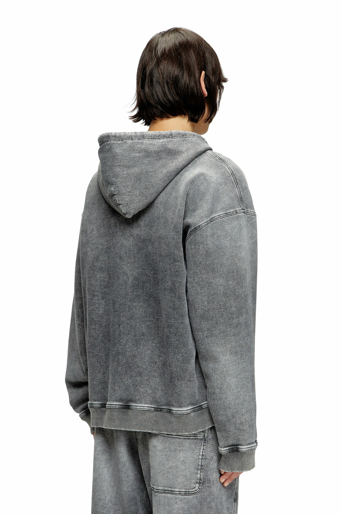 Diesel Zip-up hoodie in marbled Track Denim - Sweaters - Unisex