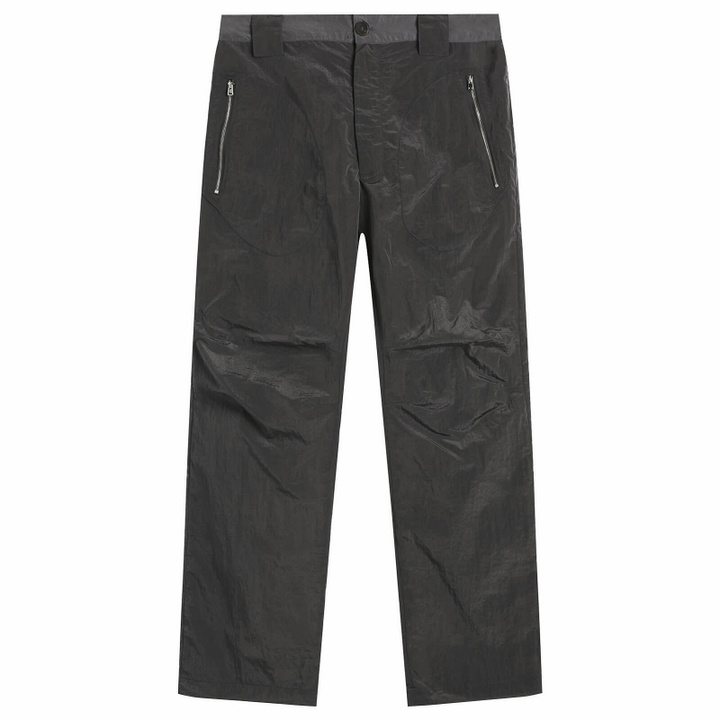 Photo: Ranra Men's Wilder Shiny Nylon Cargo Pants in Peat