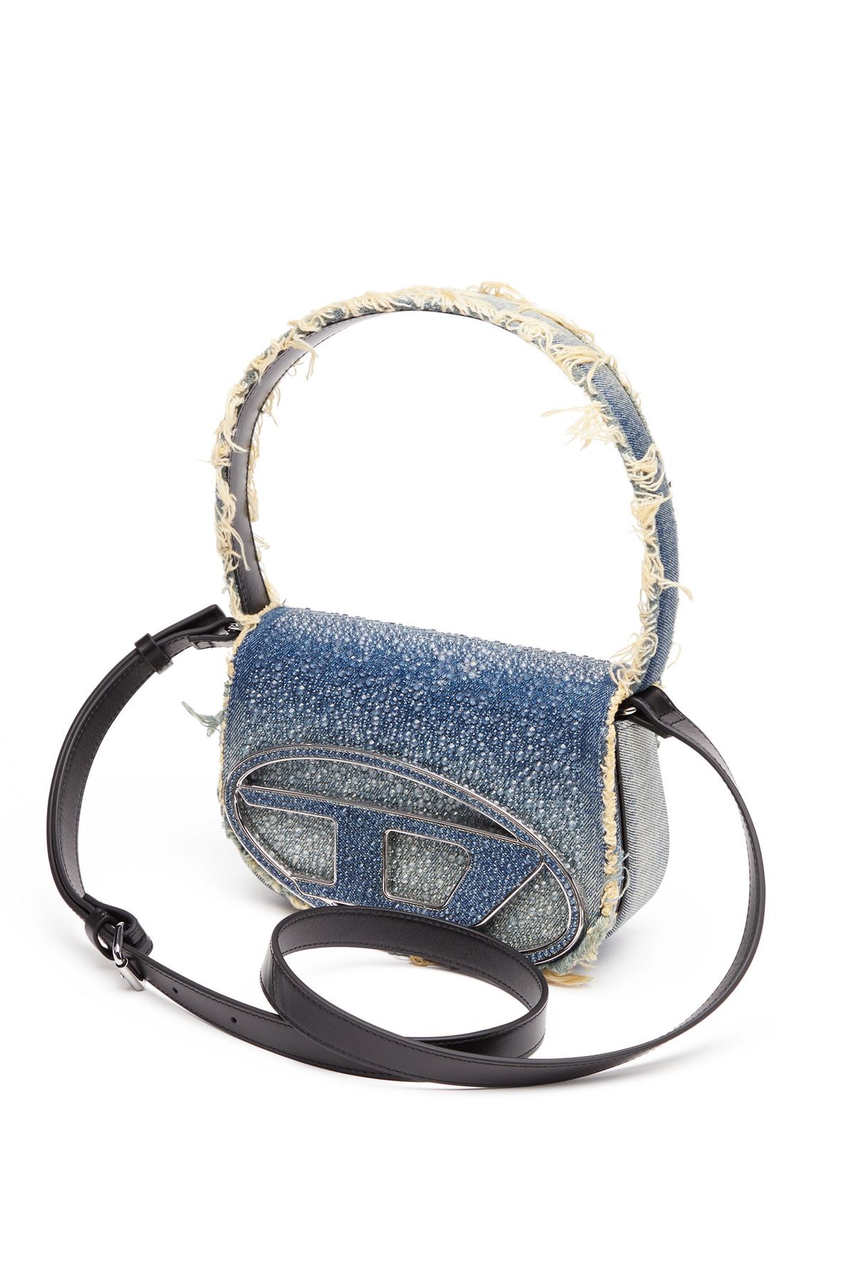 Diesel 1DR-Iconic shoulder bag in denim and crystals
