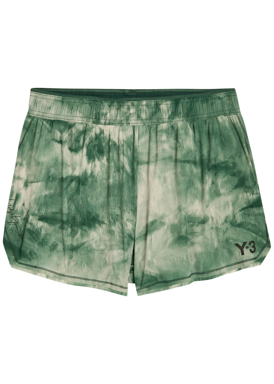 Y-3 Printed Stretch-polyamide Running Shorts Green