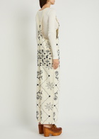 Free People Rising Sun Embroidered Denim Overalls White